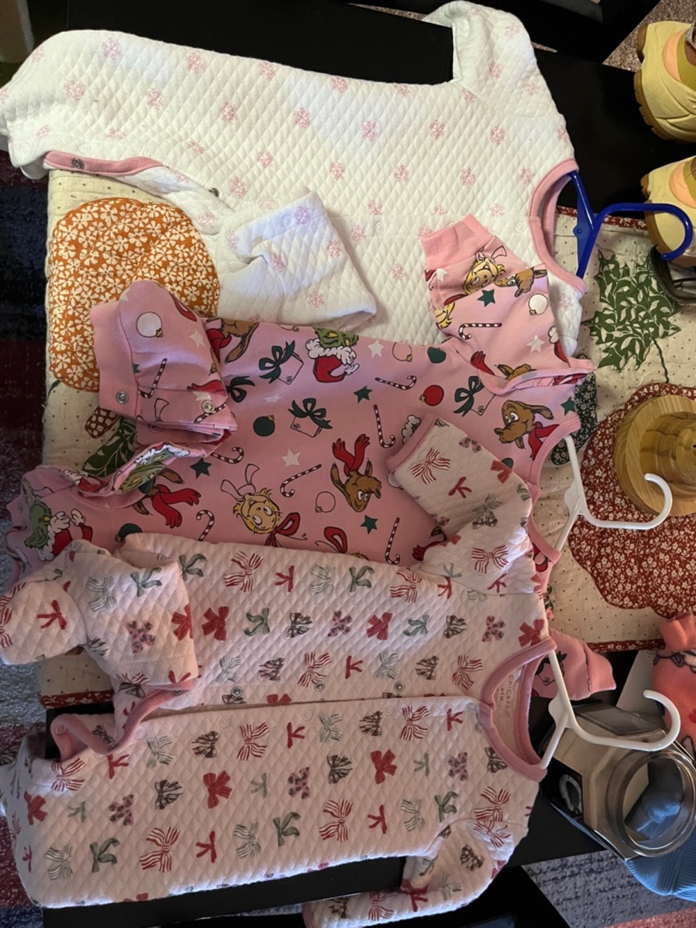 Pink Holiday Print Baby Sleeper Set